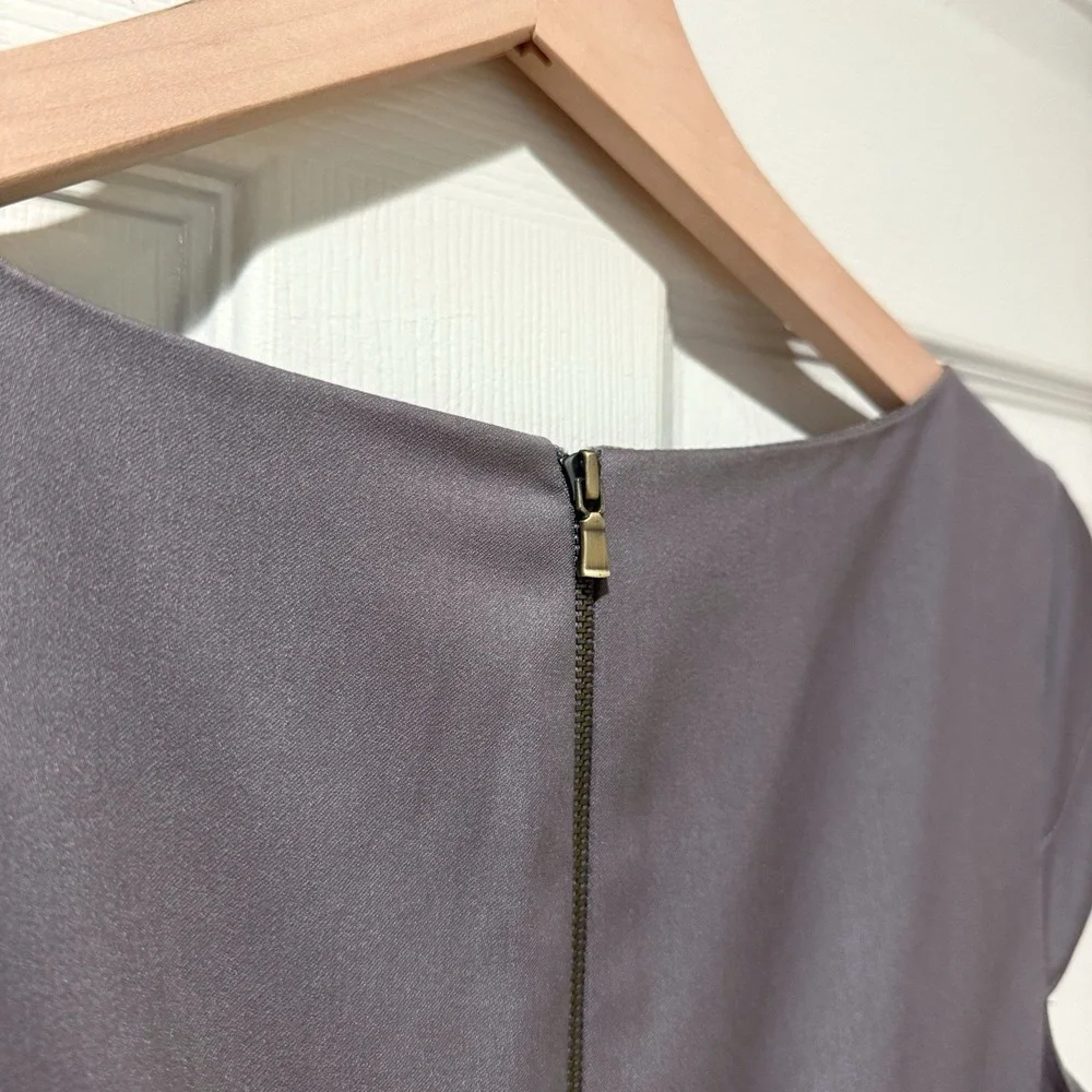 Tahari Arthur Levine Gray Layered Cap Sleeve Sheath Dress Career Minimal 8